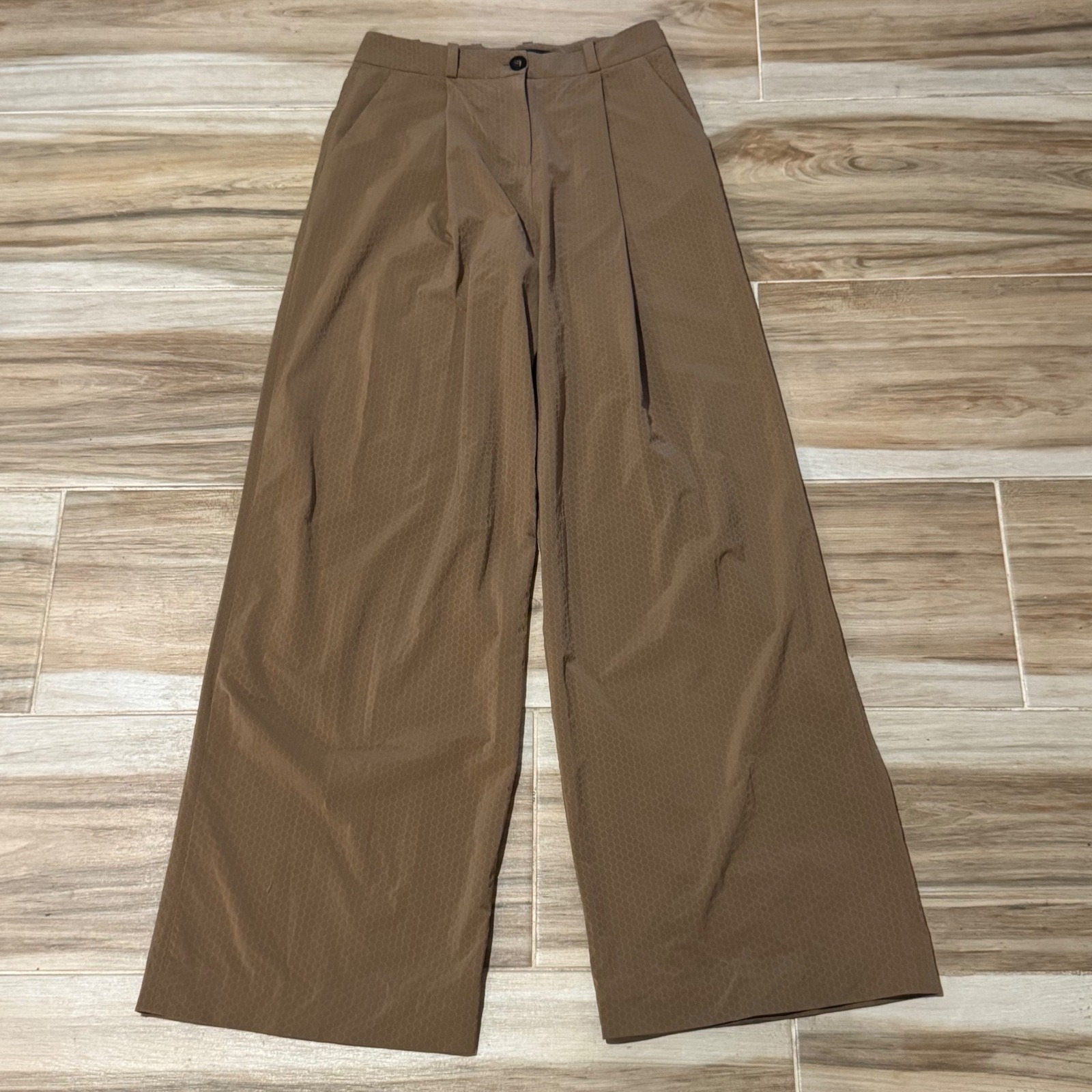 Roberto Ricci Designs Rrd Brown Honeycomb Wide Leg Pleated Trousers Size 40